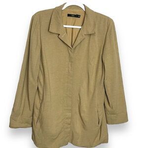 View Blazer Jacket Women's 10 Brown Shacket Button Front Pockets Minimalist Work